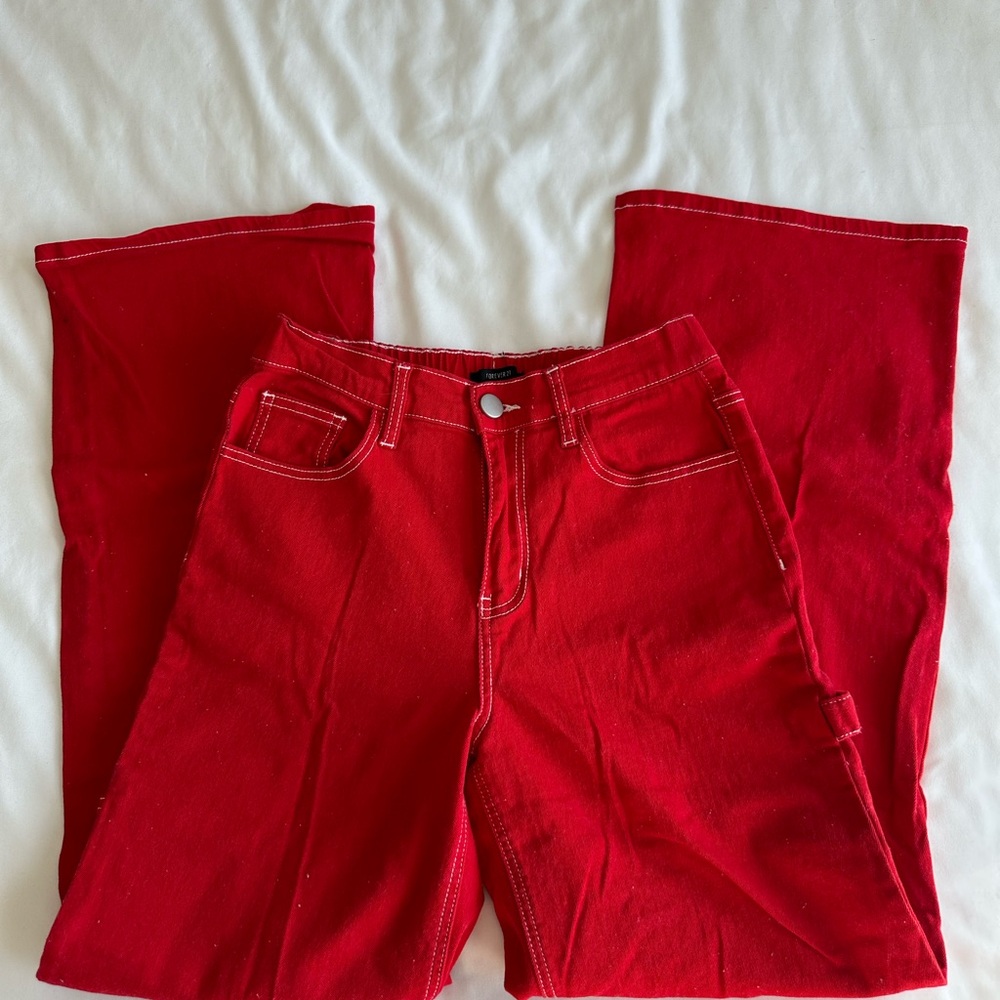 Red Cargo Jean Pants